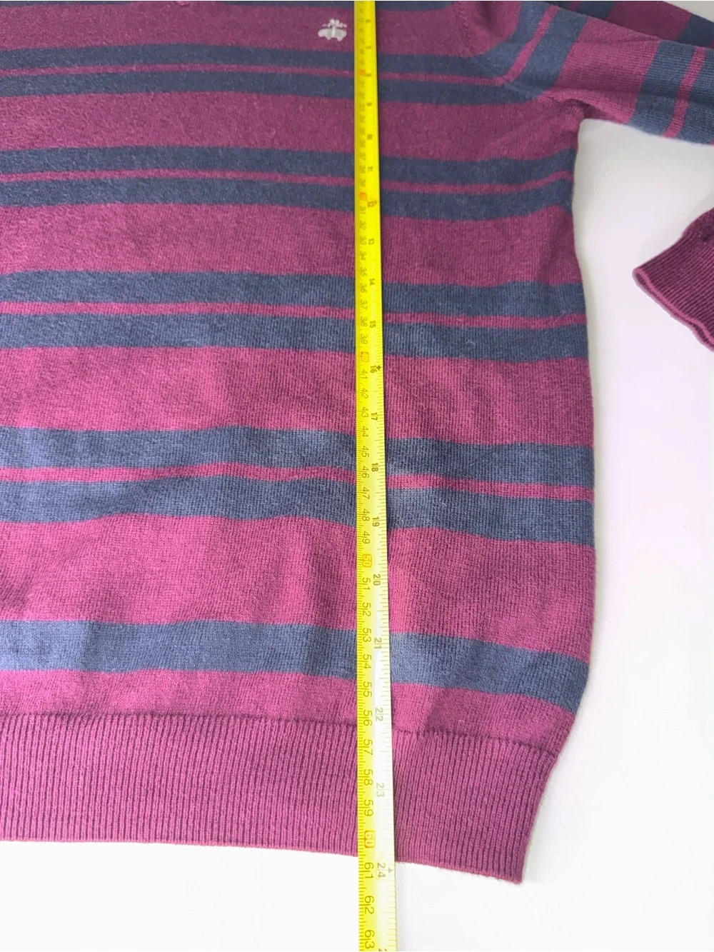 Brooks Brothers Burgundy and Charcoal Striped V-Neck Sweater